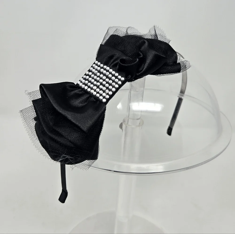 HANDMADE SET OF 4 BLACK FASCINATOR HEADBAND HAIR ACCESSORY BACHELORETTE WOMEN OS